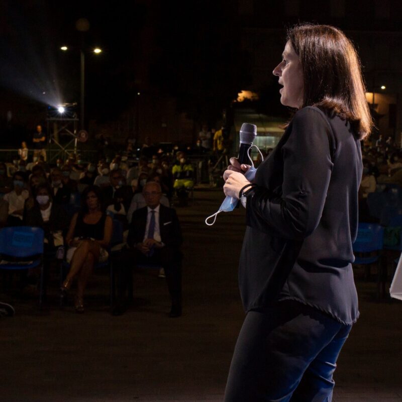 Natascia Turato (autrice) durante la presentazione del docufilm "A Viso Aperto"