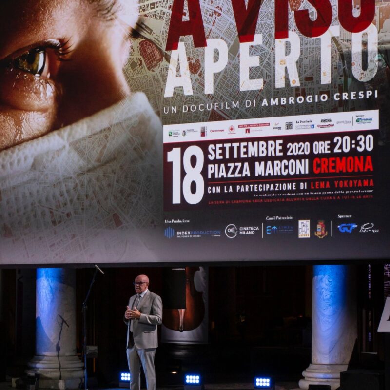 Giuseppe Rossi (Direttore Generale dell’Ospedale di Cremona) durante la presentazione del docufilm "A Viso Aperto"